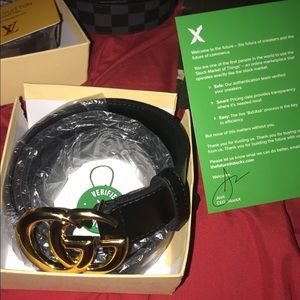 Gucci Double G Brass Buckle Leather Belt